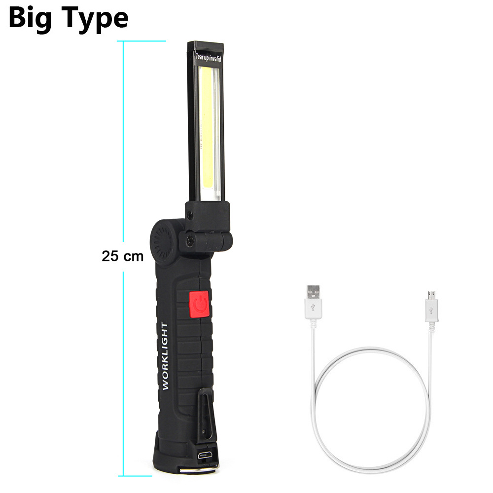 COB LED Flashlight Portable USB Rechargeable 5 Mode Car Working Light Magnetic Torch Hanging Hook Lamp For Repairing Camping
