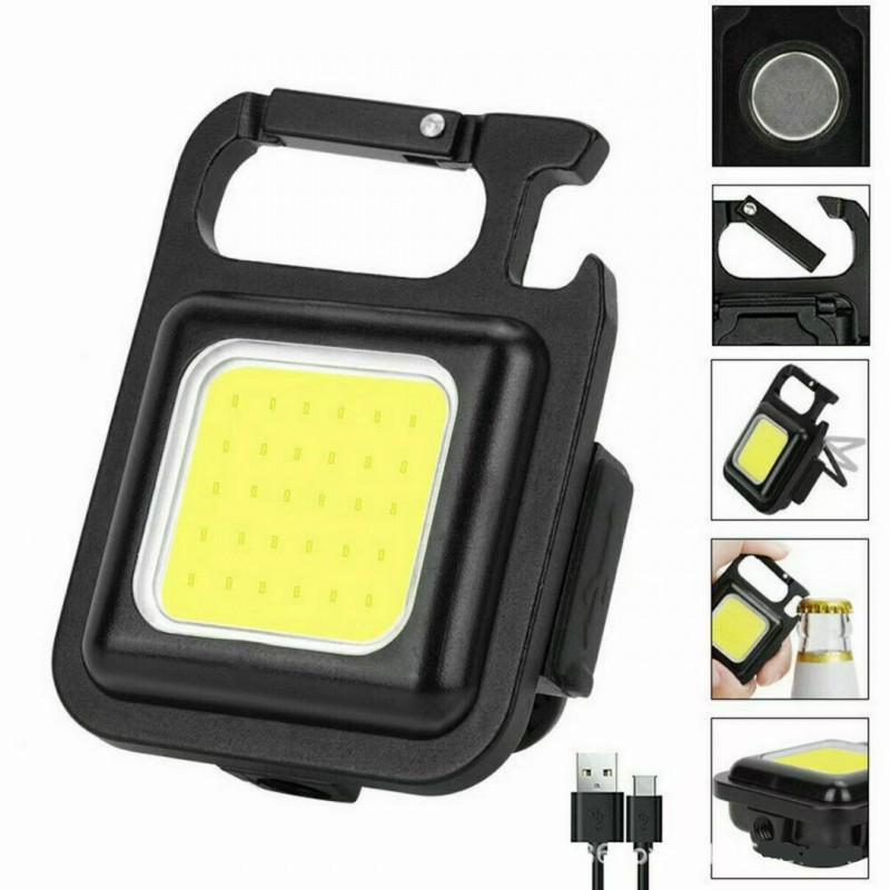 1pcs Mini LED Flashlight Work Light Portable Small Key Chain Emergency Light USB Rechargeable For COB Outdoor Tent Camping Lamp