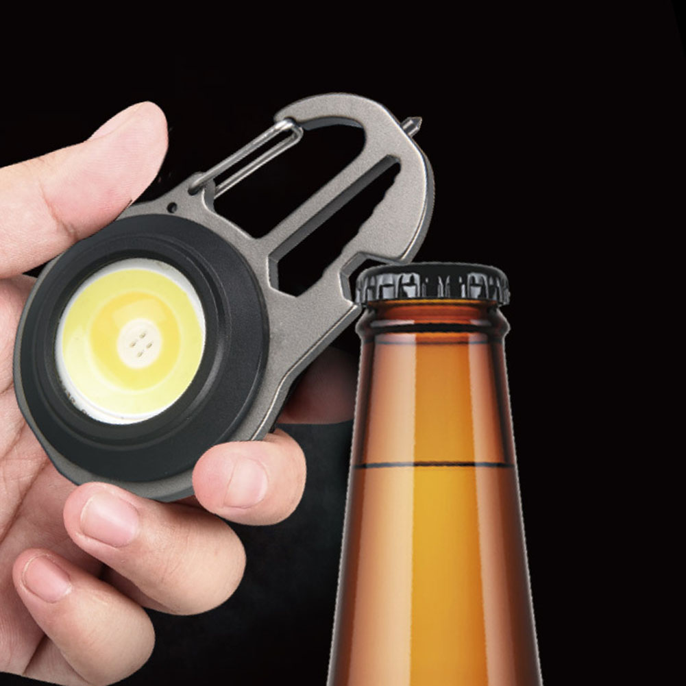 1pcs Mini LED Flashlight Keychain Portable USB Rechargeable Modes Outdoor Bottle Opener Strong Key Ring Torch Work Light