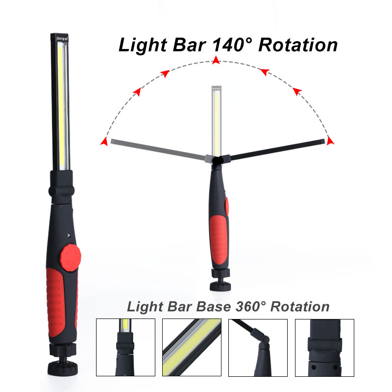 1Pack Folding Flashlight Led Work Light Rechargeable Strip Lamp Magnetic Inspection Light WorkShop Car Repair Torch Lighting
