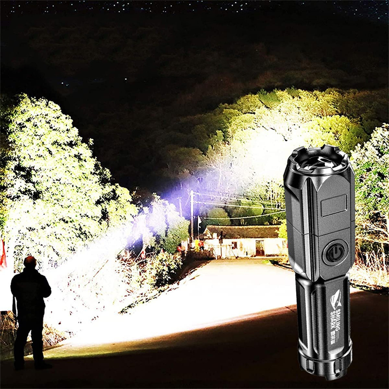 Strong Light Portable FlashlightHigh-power USB Rechargeable Zoom Highlight Tactical Flashlight Outdoor Lighting LED Flash Light