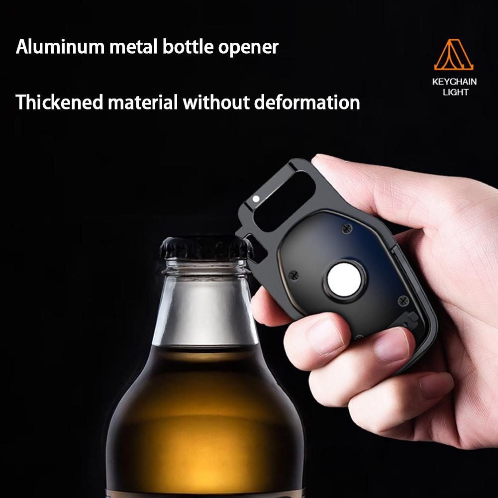 Portable Mini Flashlight Keychain Light High-brightness Cob Outdoor Camping Emergency Work Pocket Light Bottle Opener 5 Modes