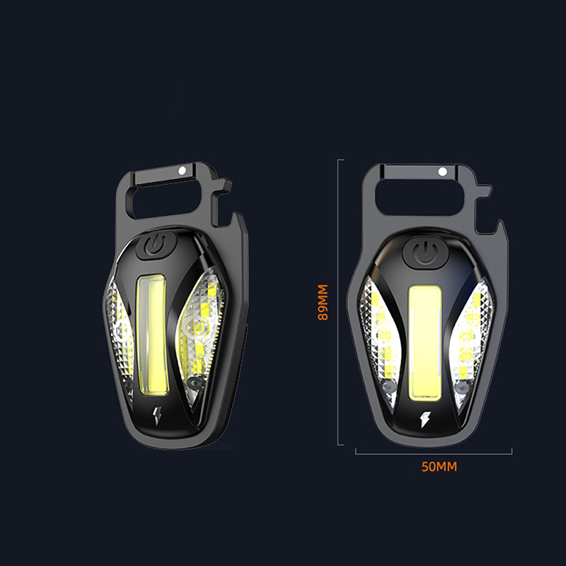 Portable Mini Flashlight Keychain Light High-brightness Cob Outdoor Camping Emergency Work Pocket Light Bottle Opener 5 Modes