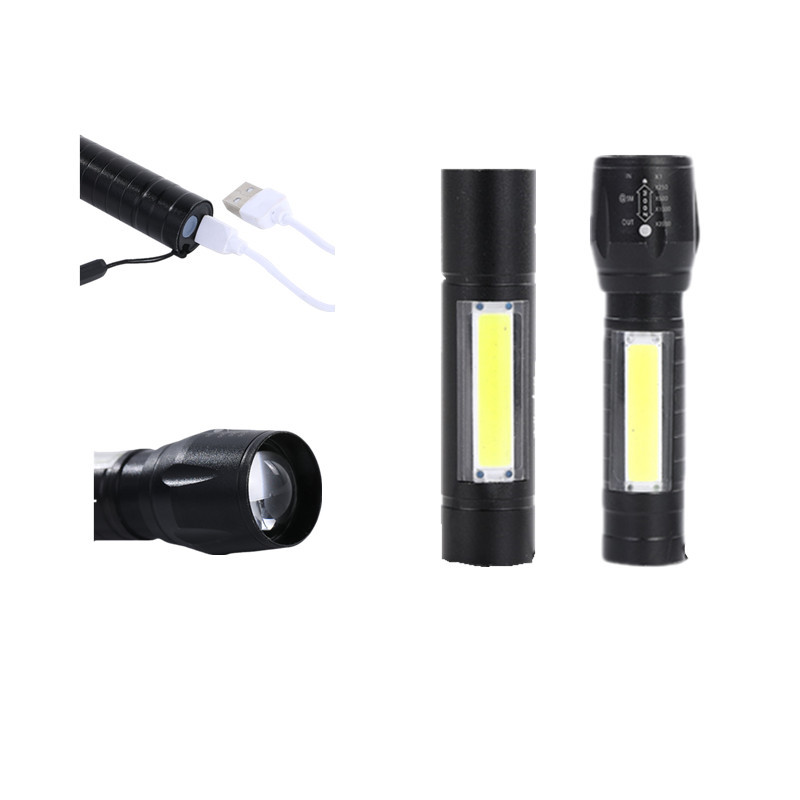 Portable USB Rechargeable LED Flashlight COB+XPE Built-In BatteryTactical Torch Flashlights 3Modes Work Light Emergency Lanterna