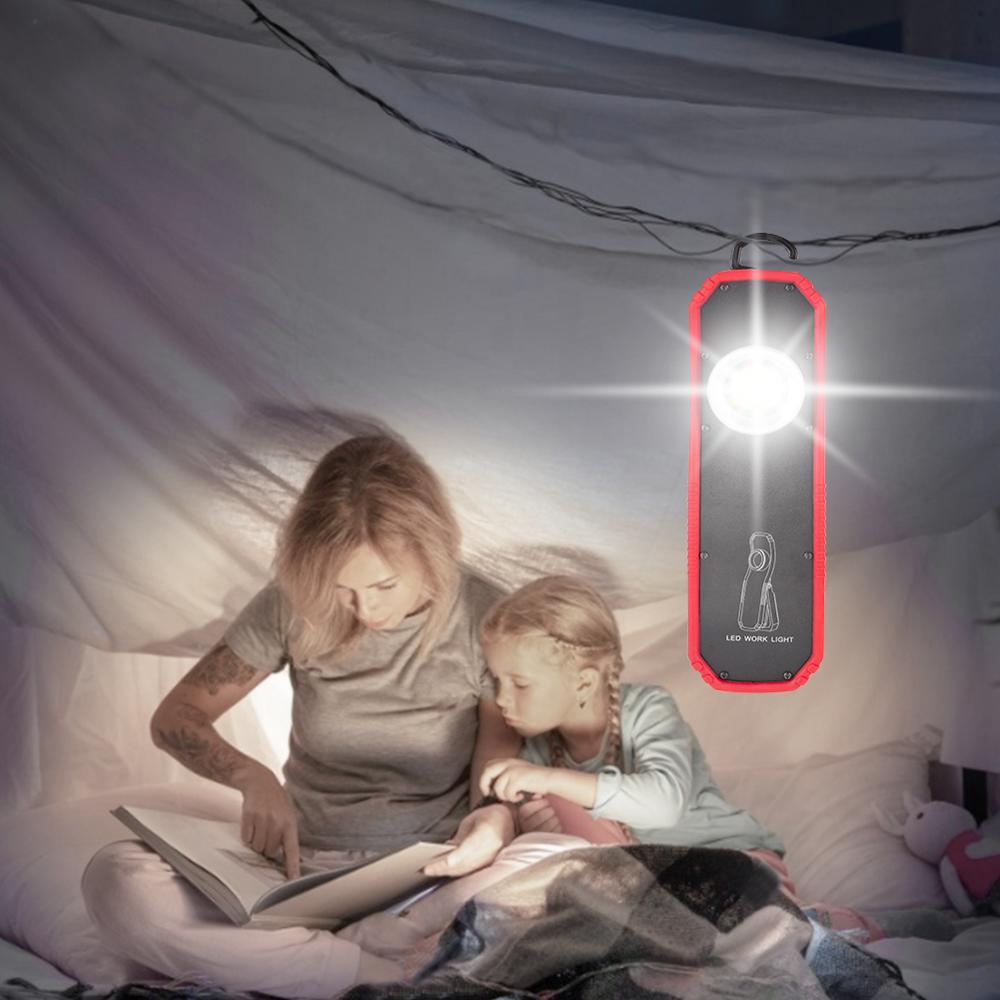 New Portable Flashlight Torch USB Rechargeable LED Work Light Magnetic COB Lantern Hanging Outdoor Camping Hook Lamp Power Light