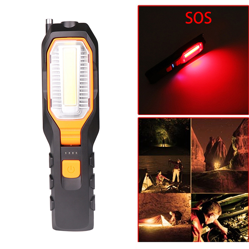 1pcs COB LED Flashlight Rechargeable Portable Lantern USB Working Light Flexible Work Magnetic Lamp Emergency Camping Light Torch