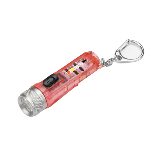 1pcs Mini Keychain Torch USB Rechargeable LED Light Waterproof Flashlight with Buckle Outdoor Emergency Lighting Tool