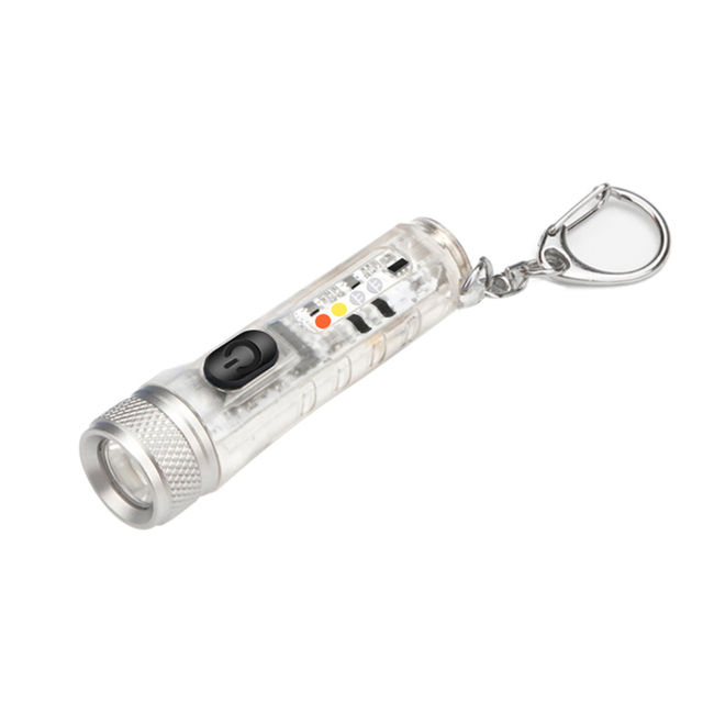 1pcs Mini Keychain Torch USB Rechargeable LED Light Waterproof Flashlight with Buckle Outdoor Emergency Lighting Tool