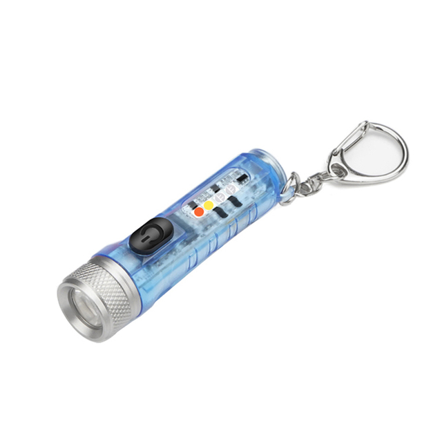 1pcs Mini Keychain Torch USB Rechargeable LED Light Waterproof Flashlight with Buckle Outdoor Emergency Lighting Tool
