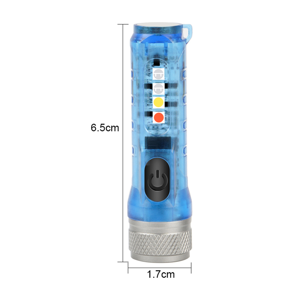 1pcs Mini Keychain Torch USB Rechargeable LED Light Waterproof Flashlight with Buckle Outdoor Emergency Lighting Tool