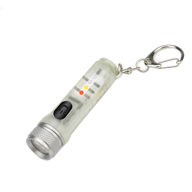 1pcs Mini Keychain Torch USB Rechargeable LED Light Waterproof Flashlight with Buckle Outdoor Emergency Lighting Tool
