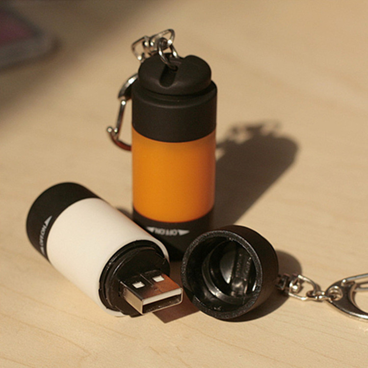Portable LED Light USB Rechargeable Outdoor Waterproof Keychain  Torch Lamp Lights Multi Color Children's Mini Flashlight