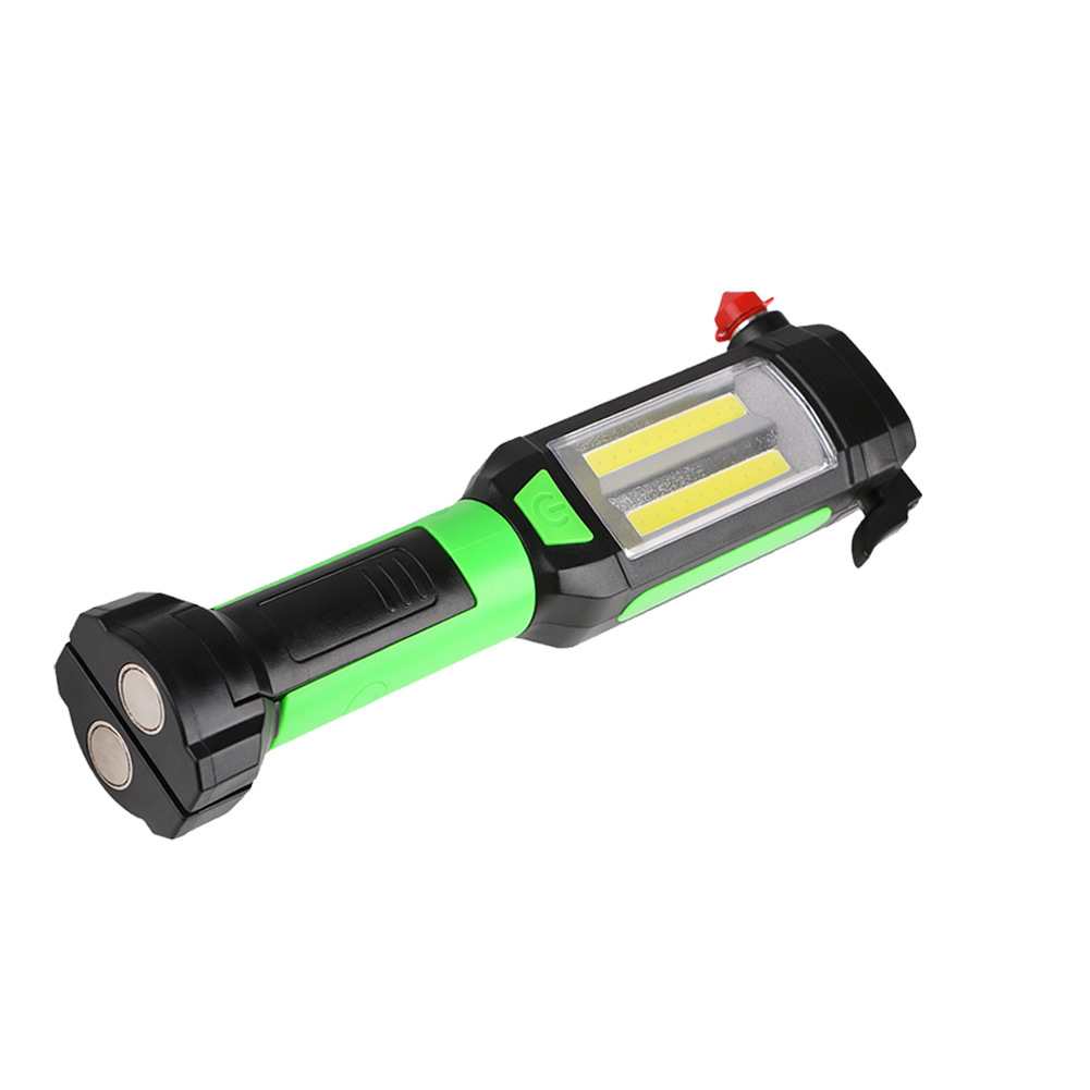 2 Mode LED Flashlight Car Emergency Tool Hammer USB Rechargeable COB Magnetic Work Light Lamp Torch Portable Lantern for Outdoor
