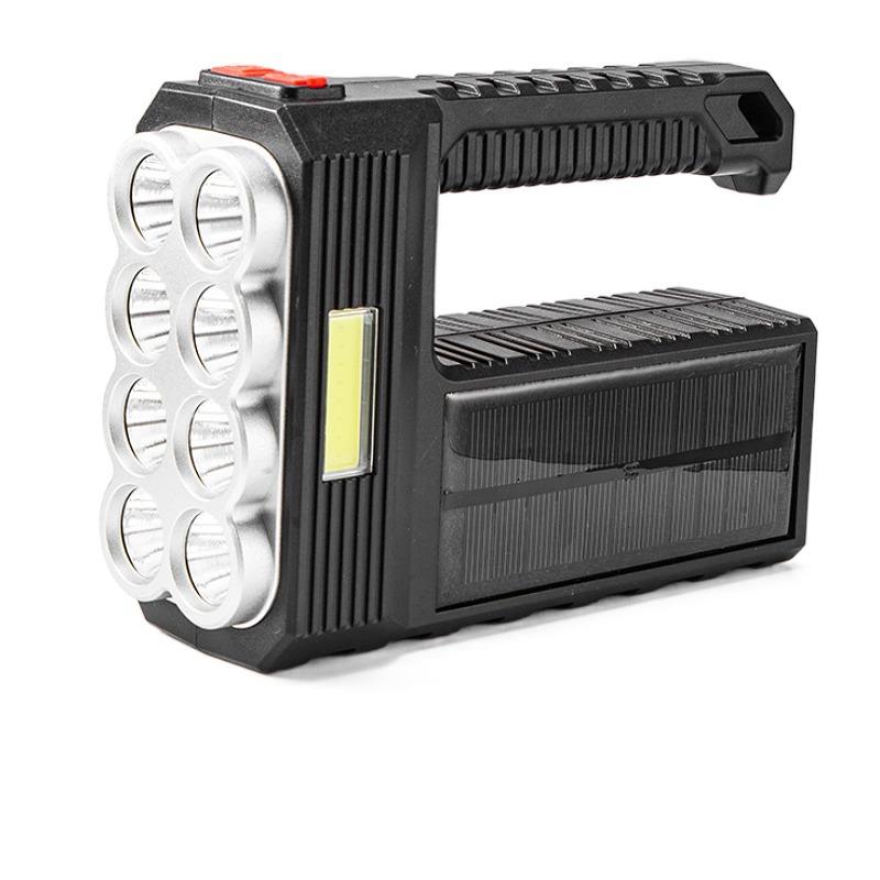 1pcs Dual Light Source LED Flashlight Camping Work Light USB/Solar Charging Flashlights Searchlight Spotlight Waterproof Torch