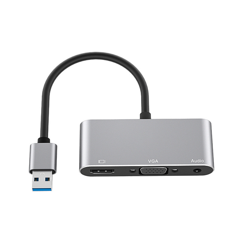 Adapter Cable USB3.0 To HDMI-compatible VGA Two-in-one Adapter Cable USB3.0 Projection Screen VGA With 3.5 Hub Free Drive