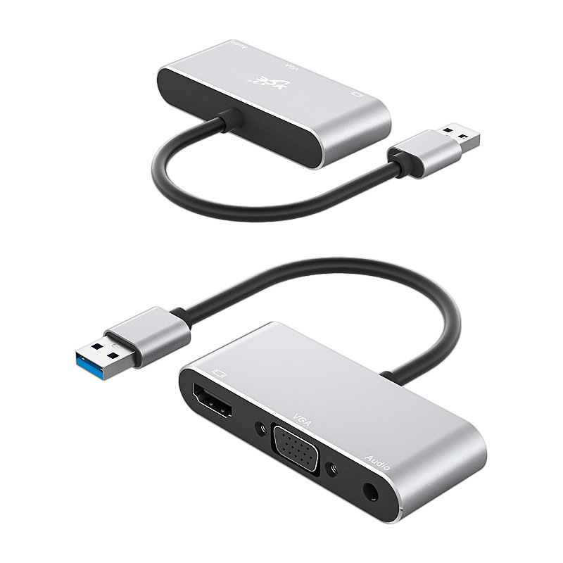 Adapter Cable USB3.0 To HDMI-compatible VGA Two-in-one Adapter Cable USB3.0 Projection Screen VGA With 3.5 Hub Free Drive