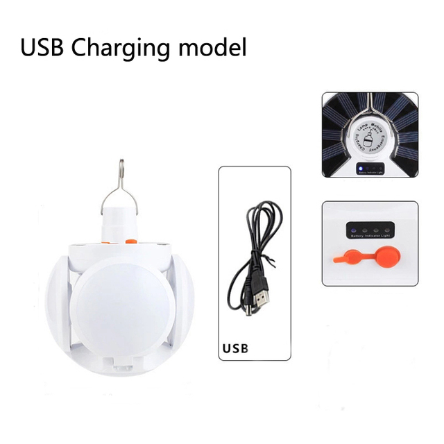 1pcs LED Bulb Solar Camping Lights Outdoor Collapsible Camping Lantern Rechargeable Emergency Tent Lamp Portable Football Searchlight