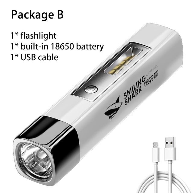 1pcs Portable LED Flashlight Rechargeable XPE + COB Torch Light USB Lantern built-in battery for Camping Hiking