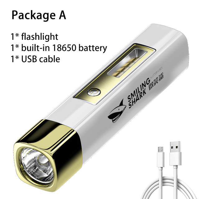 1pcs Portable LED Flashlight Rechargeable XPE + COB Torch Light USB Lantern built-in battery for Camping Hiking