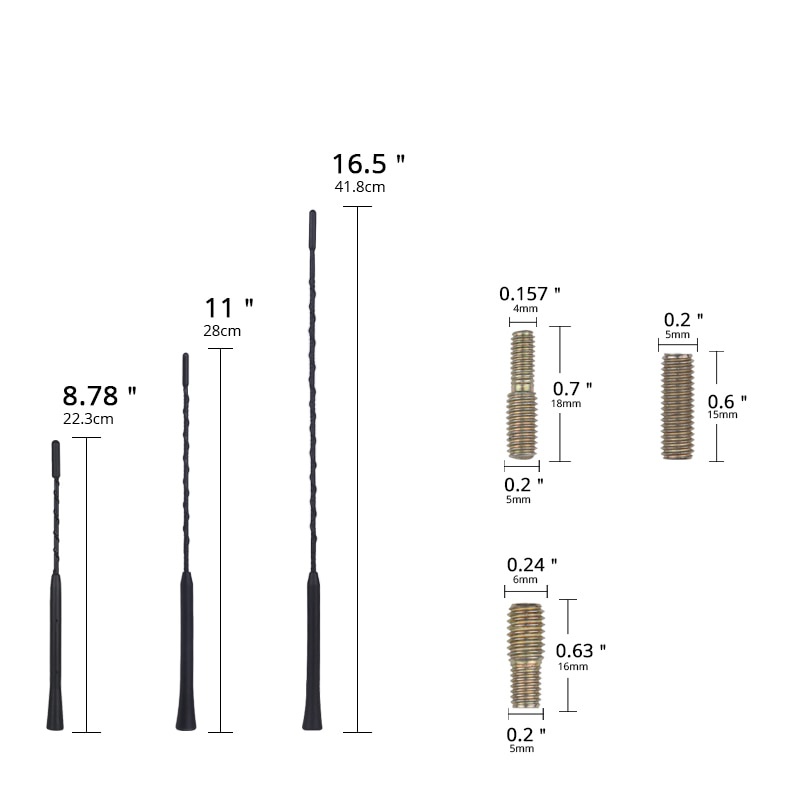 1pcs 9/11/16 Inch Universal Car Roof Mast Whip Stereo Radio FM/AM Signal Aerial Amplified Antenna Mast Whip
