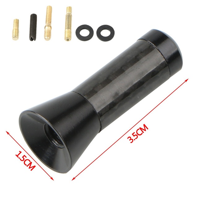 1pcs Universal 3.5cm Car Roof Antenna Enhanced Signal FM/AM Carbon Fiber Screw Metal Short Stubby Mast Car Radio Aerial Accessories