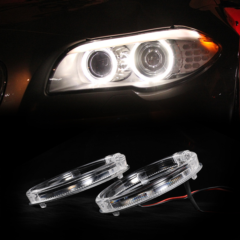 2Pcs White Yellow 2color Guide Angel Eye Circle Ring LED Headlight Fog Lamp Double Light Lens