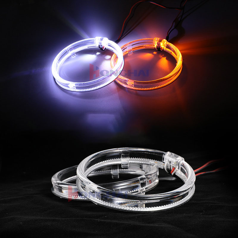 2Pcs White Yellow 2color Guide Angel Eye Circle Ring LED Headlight Fog Lamp Double Light Lens