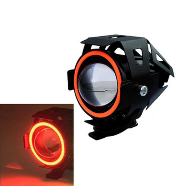 1Pc U7 Motorcycle LED Headlight With Angel Eyes Motor Auxiliary Light Bright 125W Spotlight Bicycle Lamp Accessories Fog Lights