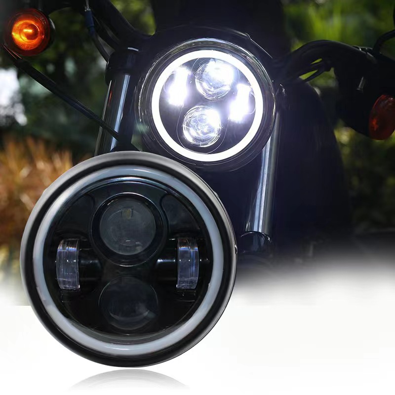 2PCS Wrangler 7 inch LED 60W low beam LED halo angel eye daytime running light amber turn signal 12V