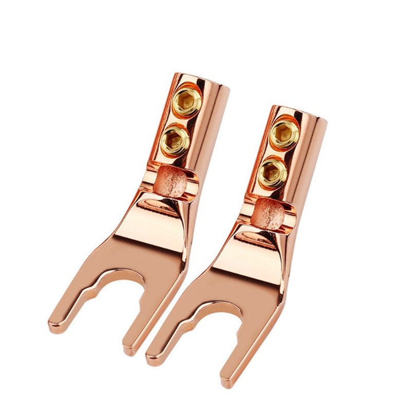 U/Y Fork Spade Banana Plug Soldering Wire Bananas Connectors Gold Silver Copper Speaker Terminal Audio Jack With Screw Amplifier