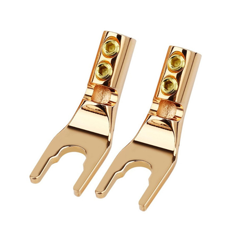 U/Y Fork Spade Banana Plug Soldering Wire Bananas Connectors Gold Silver Copper Speaker Terminal Audio Jack With Screw Amplifier