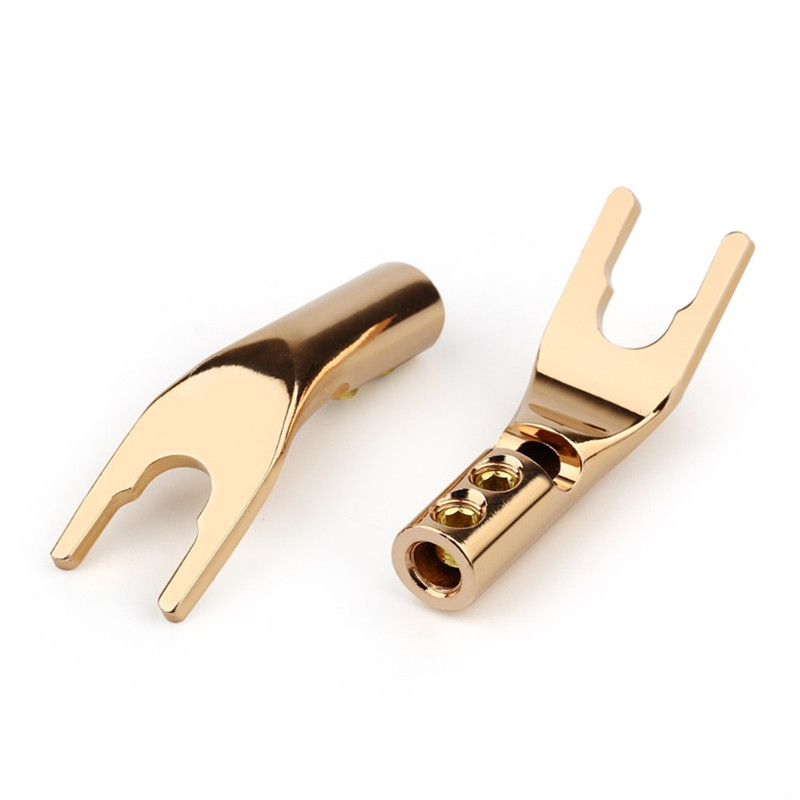 U/Y Fork Spade Banana Plug Soldering Wire Bananas Connectors Gold Silver Copper Speaker Terminal Audio Jack With Screw Amplifier