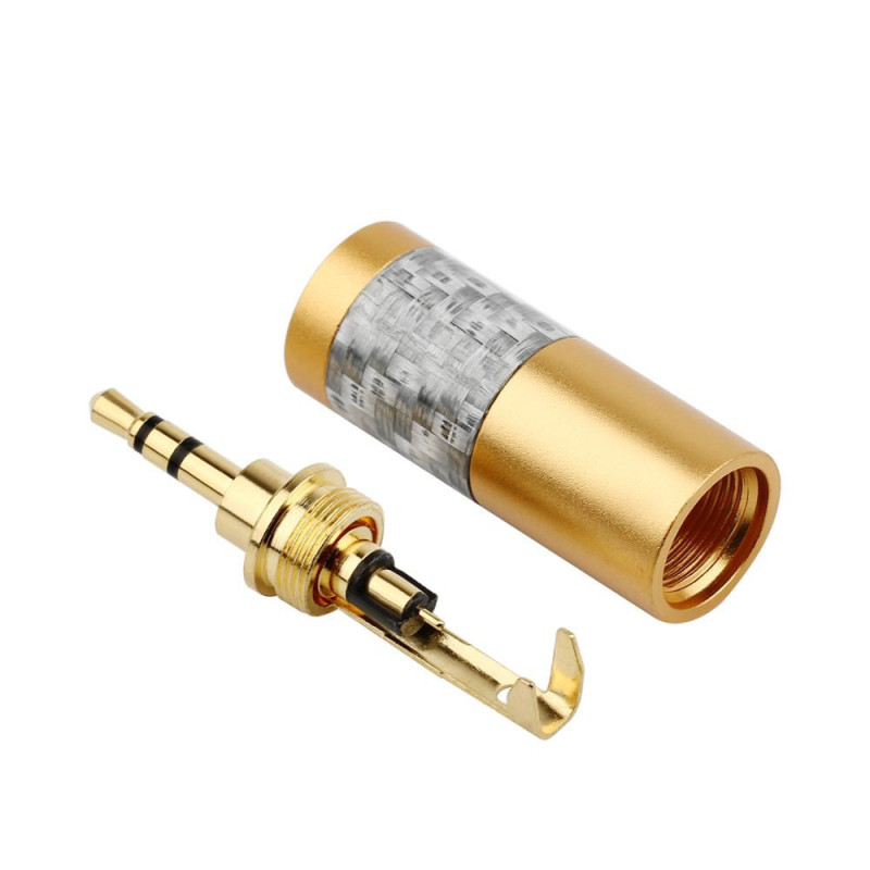 1pc Jack 3.5mm Earphone Plug Carbon Fiber Audio Adapter 3.5 Stereo Headphone Cable Connectors AUX Solder DIY 6.5mm Hole