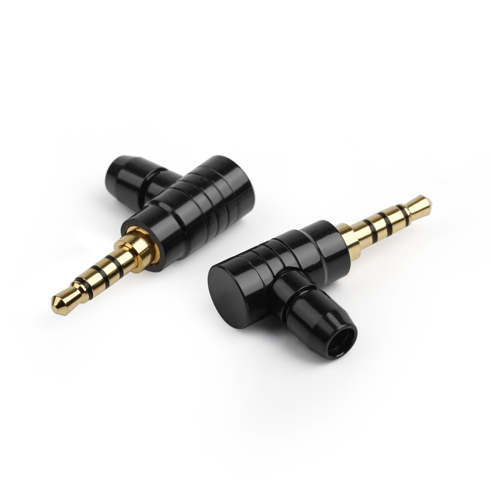 Jack 3.5 Balance 4 Pole Earphone Plug Gold Plated Pure Copper 3.5mm 90 Degree Right Angle Headphone Wire Audio Adapter Connector