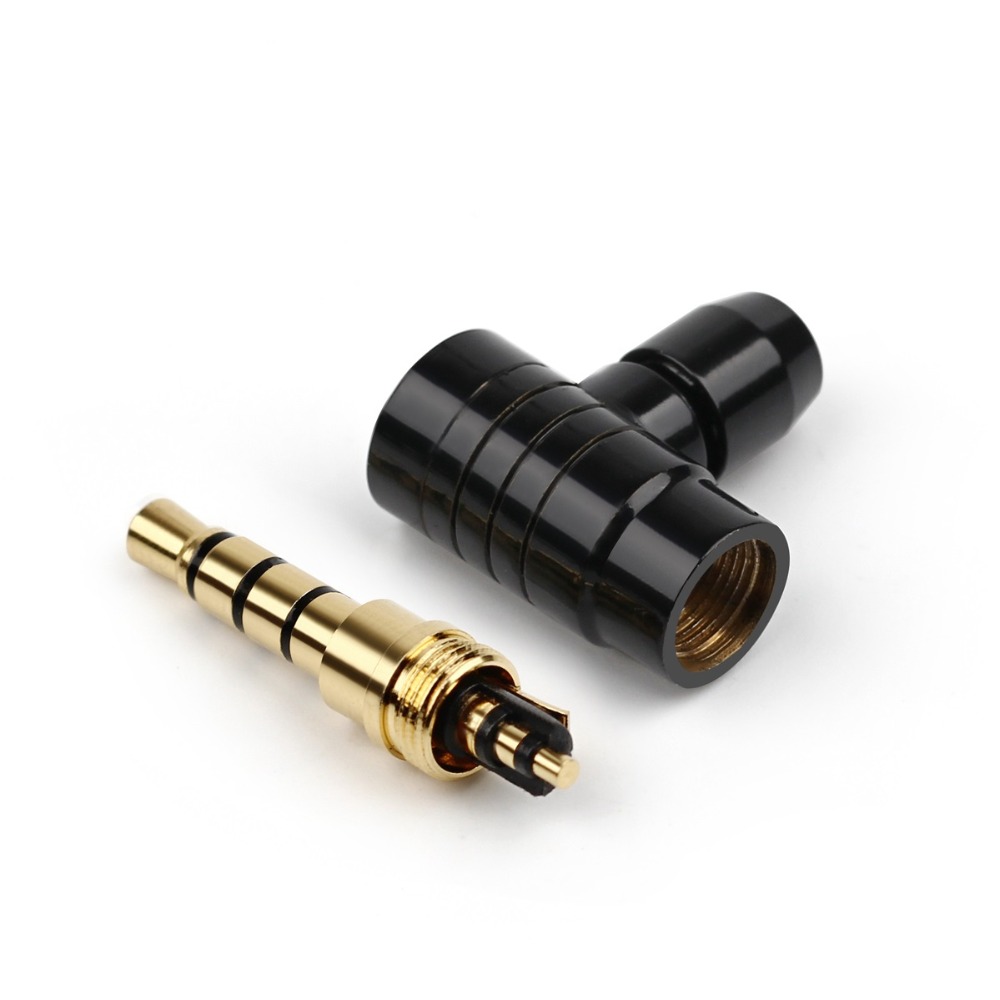 Jack 3.5 Balance 4 Pole Earphone Plug Gold Plated Pure Copper 3.5mm 90 Degree Right Angle Headphone Wire Audio Adapter Connector