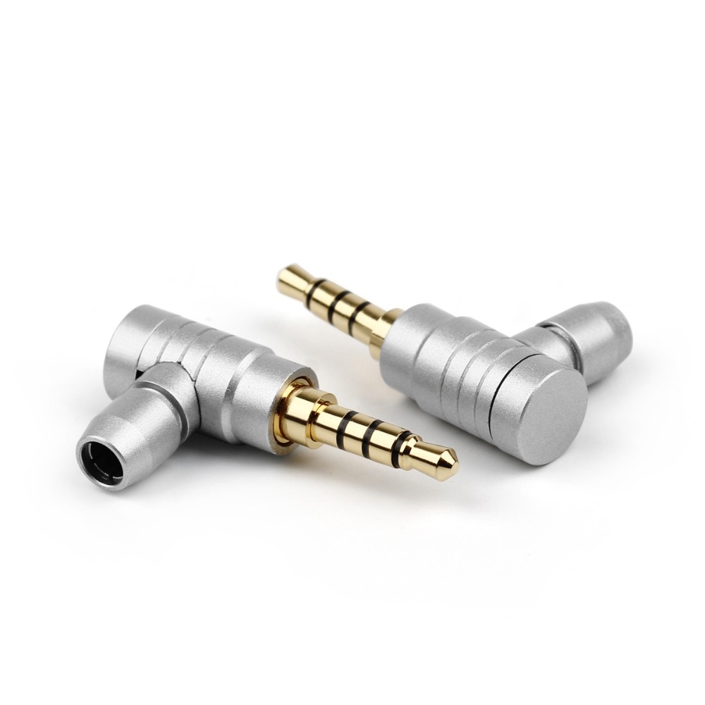 Jack 3.5 Balance 4 Pole Earphone Plug Gold Plated Pure Copper 3.5mm 90 Degree Right Angle Headphone Wire Audio Adapter Connector