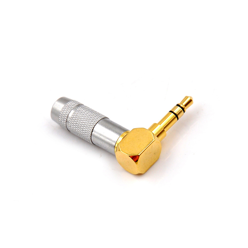1pc 3.5mm Jack 3 Pole Audio Plug Earphone Splice Adapter DIY HiFi Stereo Headphone Solder Wire Connector 90 Degree Bend Plug