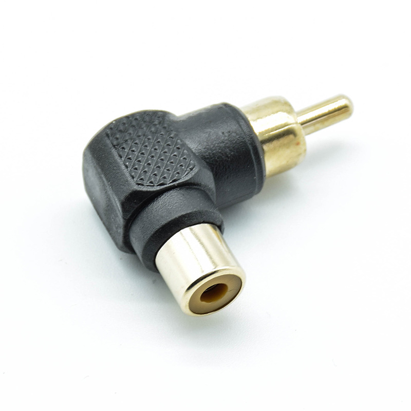 2Pcs 90 Degree RCA Right Angle Connector Plug Adapters Male To Female M/F 90 Degree Elbow  Audio Adapter