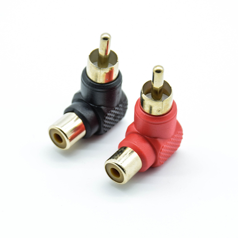 2Pcs 90 Degree RCA Right Angle Connector Plug Adapters Male To Female M/F 90 Degree Elbow  Audio Adapter
