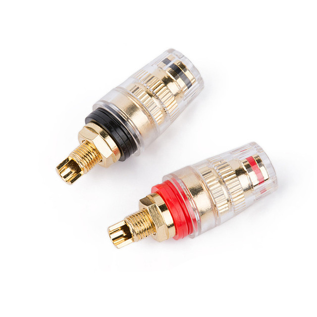 1pair Gold Plated Speaker Terminal Binding Post Amplifier Connector Suitable For 5mm Banana Plug Connectors Solder Audio Adapter