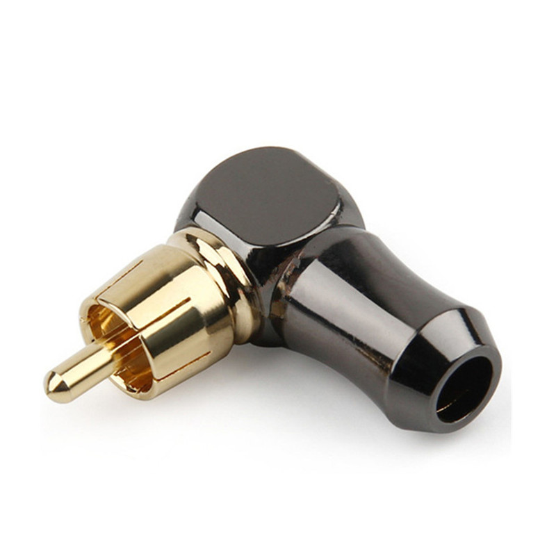 2pc RCA Plug Connector 90 Degree Male Curved Right Angle Elbow Converter Gold Plated Solder For  Speaker Wire Audio Adapter