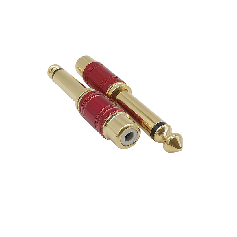 2Pcs RCA Jack Audio Connector 6.5mm Mono Male Plug to RCA Female Jack Speaker Adapter Converter Connector