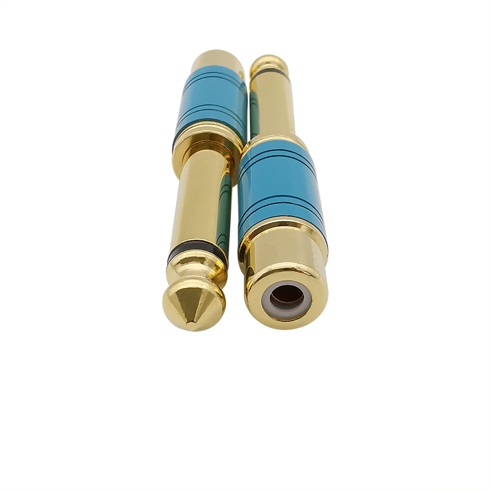2Pcs RCA Jack Audio Connector 6.5mm Mono Male Plug to RCA Female Jack Speaker Adapter Converter Connector
