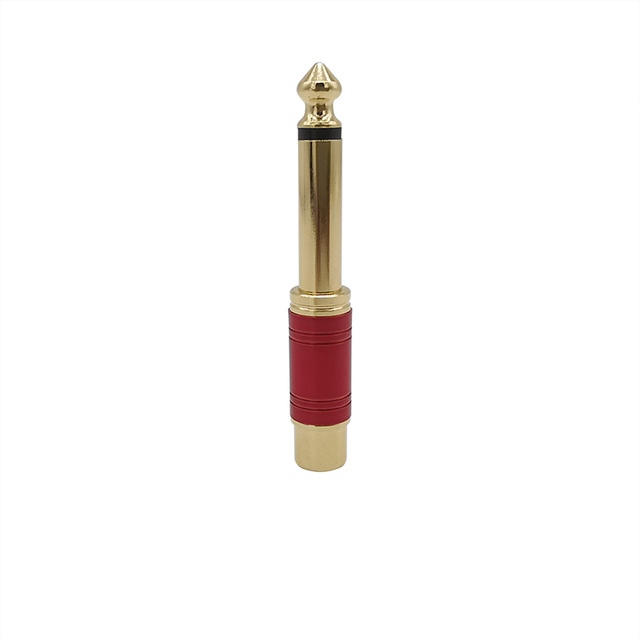 2Pcs RCA Jack Audio Connector 6.5mm Mono Male Plug to RCA Female Jack Speaker Adapter Converter Connector