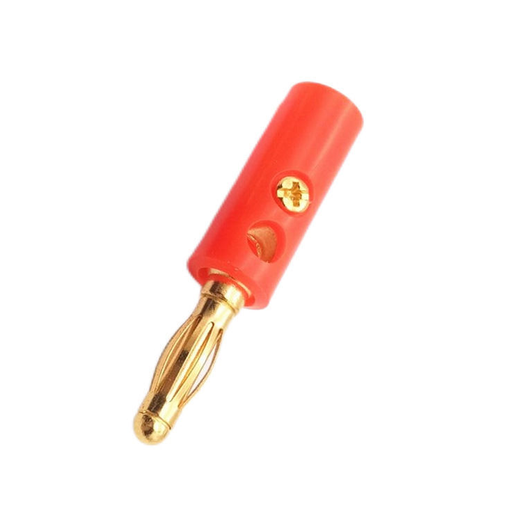 2Pcs 4mm Banana Plug Audio Speaker Wire Connectors 4mm Gold-Plate Screw Solderless Banana Male DIY Plug Adapter