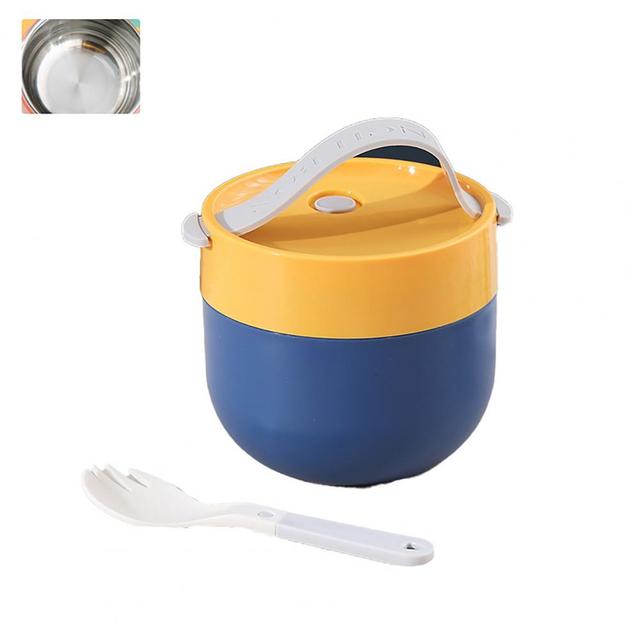 Portable Soup Cup Lunch Box Stainless Steel Bento Box Breakfast Cup Insulated Food Container Thermos Bottle Tumblers With Spoon