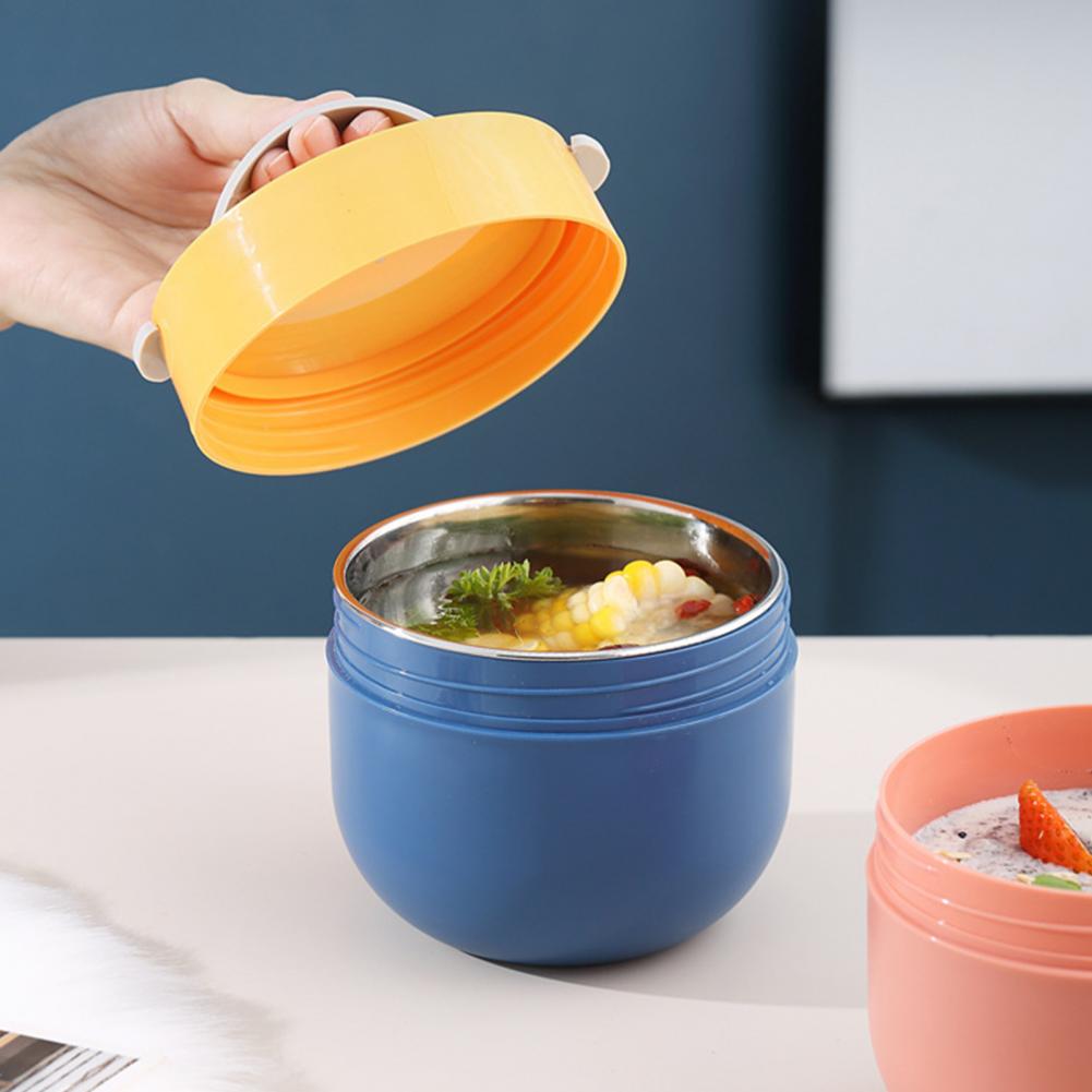 Portable Soup Cup Lunch Box Stainless Steel Bento Box Breakfast Cup Insulated Food Container Thermos Bottle Tumblers With Spoon
