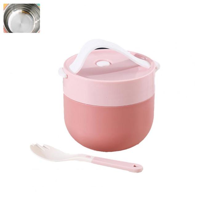 Portable Soup Cup Lunch Box Stainless Steel Bento Box Breakfast Cup Insulated Food Container Thermos Bottle Tumblers With Spoon