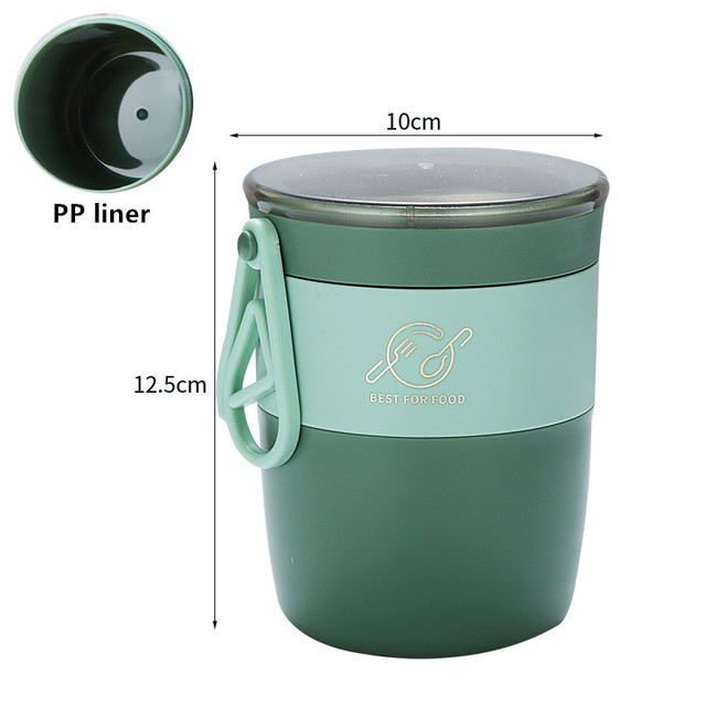 Portable Thermos Stainless Steel Food Storage Box With Cutlery Breakfast Lunch Box Leak-Proof Lunch Soup Cup