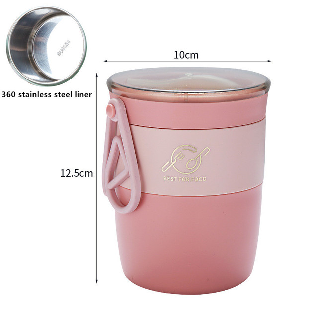 Portable Thermos Stainless Steel Food Storage Box With Cutlery Breakfast Lunch Box Leak-Proof Lunch Soup Cup